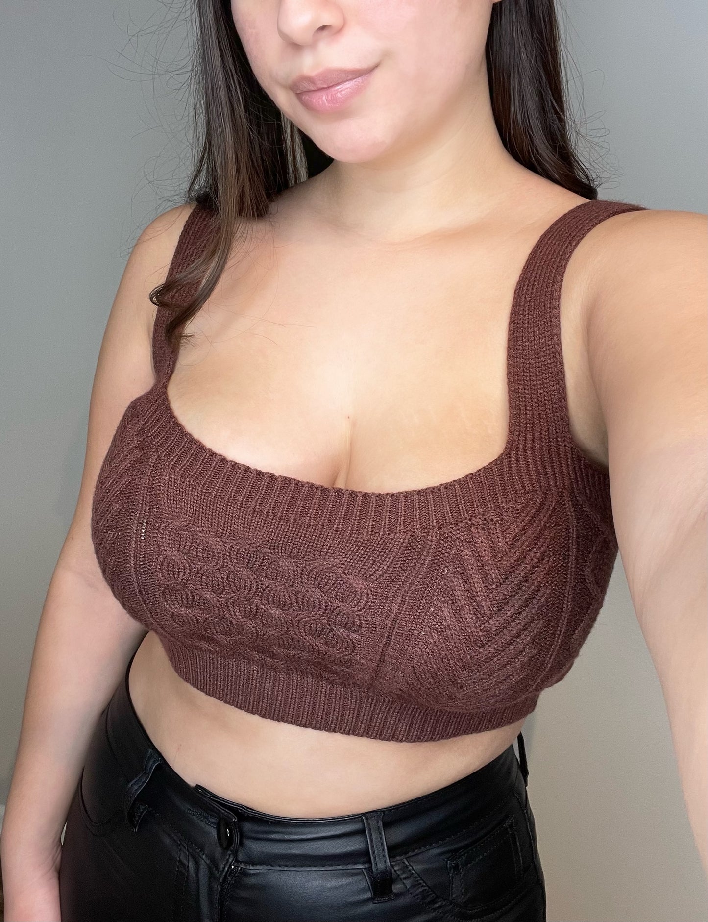 Sweater Weather Knit Crop Top (COFFEE)