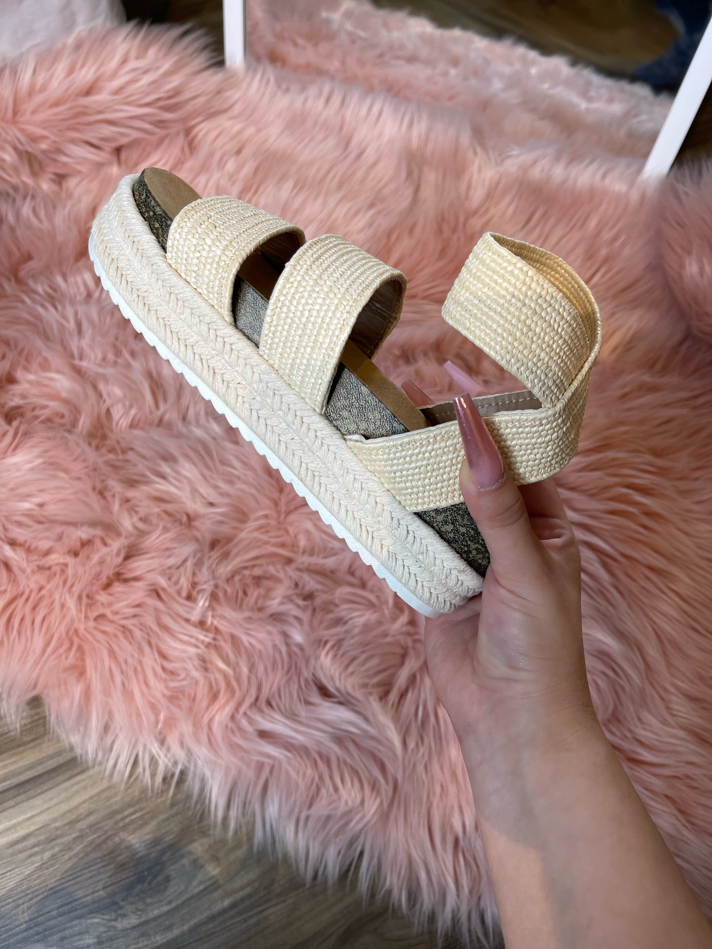 Cancun Wedge Sandal (BEIGE WOVEN)