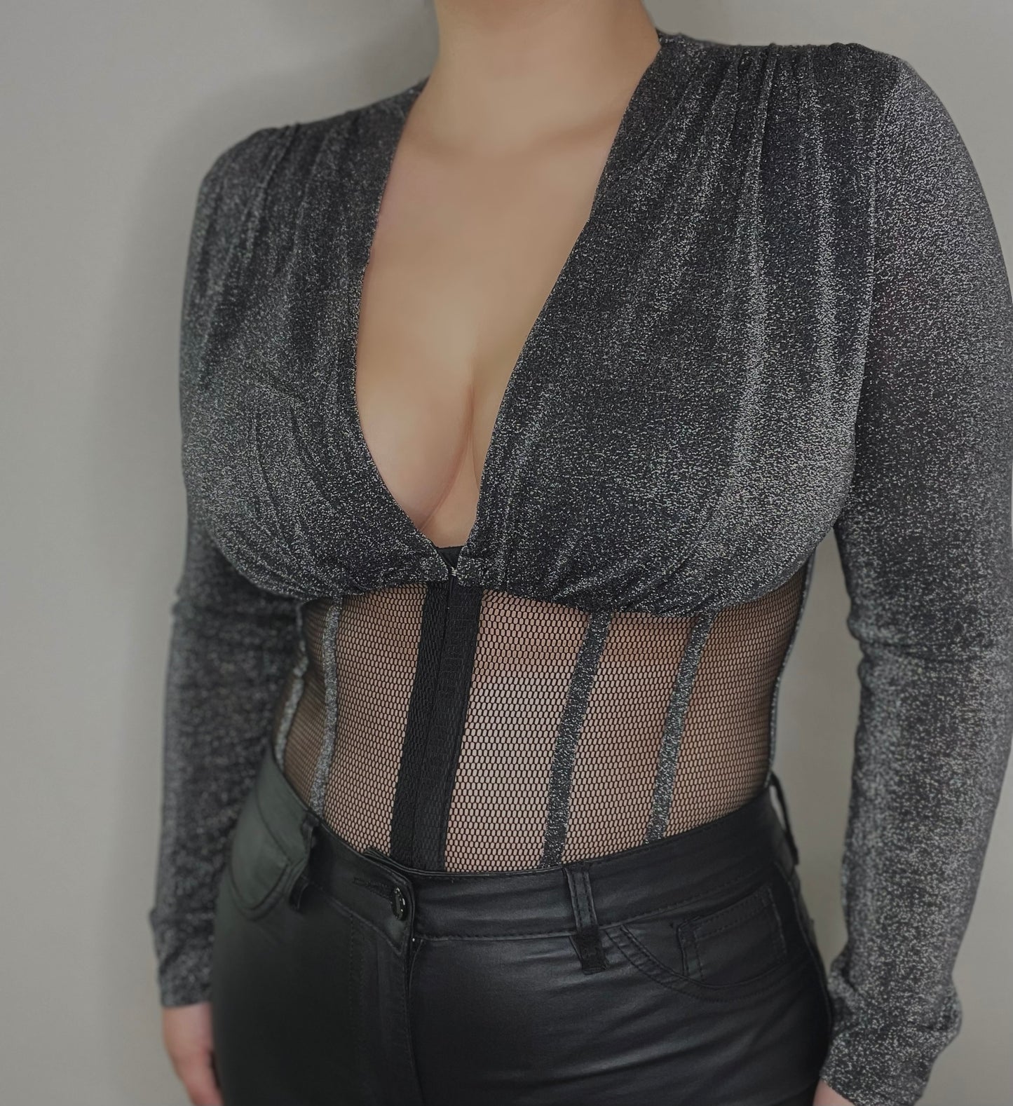 It’s A Secret Mesh Bodysuit (SILVER)